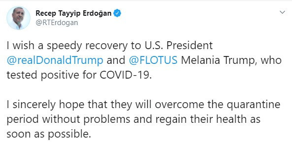 Erdoğan'dan Trump'a geçmiş olsun mesajı - Resim : 1