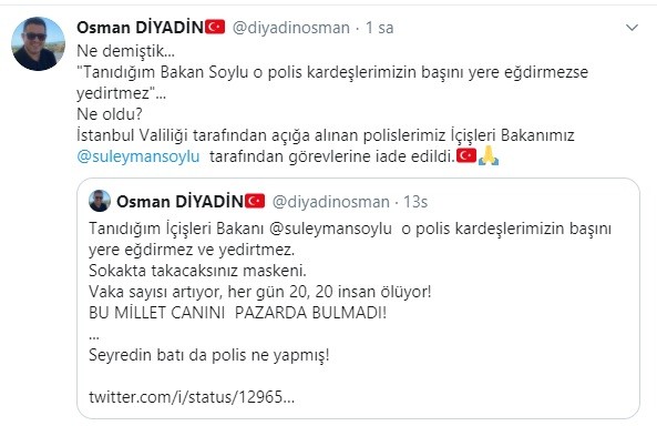 Soylu, Rabia Batı'ya sert müdahalede bulunan polisleri göreve iade etti iddiası - Resim : 1