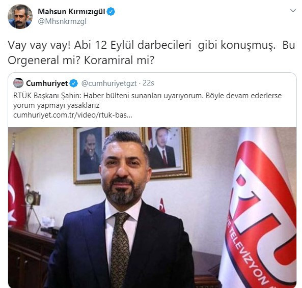 Mahsun Kırmızıgül'den RTÜK Başkanına: Vay vay vay, 12 Eylül darbecileri gibi konuşmuş - Resim : 1