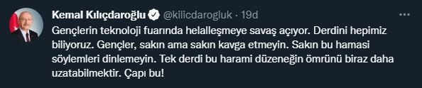 Kılıçdaroğlu gençleri uyardı: Dinlemeyin; tek derdi bu harami düzeneğin ömrünü uzatmak - Resim : 1
