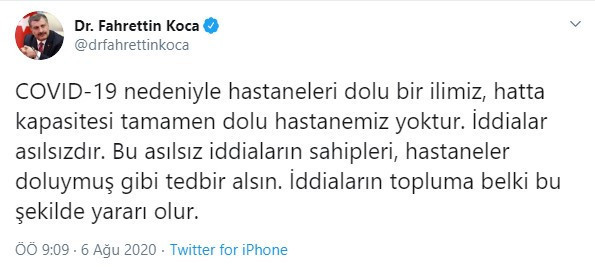 Sağlık Bakanı Koca: Kapasitesi tamamen dolu hastanemiz yok - Resim : 1