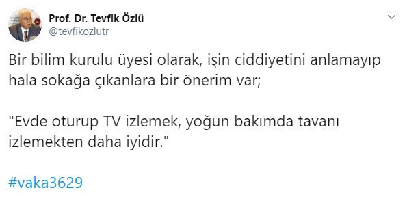 Bilim Kurulu Üyesi Prof. Dr. Özlü: Evde TV izlemek, yoğun bakımda tavanı izlemekten iyidir - Resim : 1