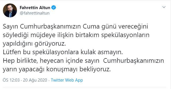 Saray'dan Erdoğan'ın 'müjde'sine ilişkin açıklama - Resim : 1