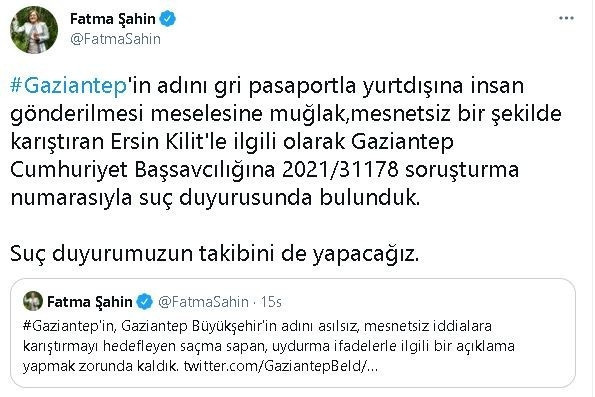 Fatma Şahin’den 'yurt dışına insan gönderme' iddiası hakkında suç duyurusu - Resim : 1