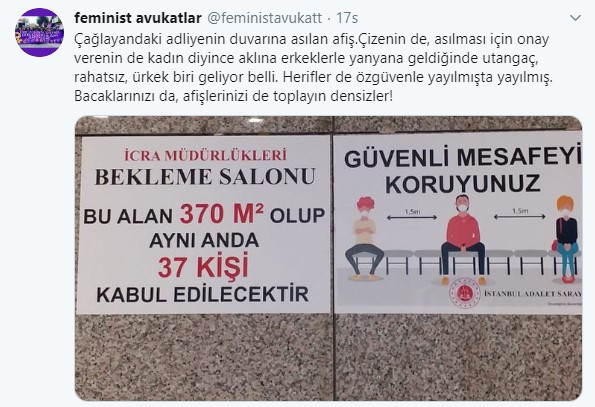 İstanbul Adalet Sarayı'nda cinsiyetçi sosyal mesafe uyarıları - Resim : 4