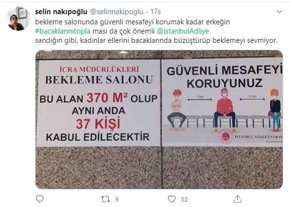 İstanbul Adalet Sarayı'nda cinsiyetçi sosyal mesafe uyarıları - Resim : 3