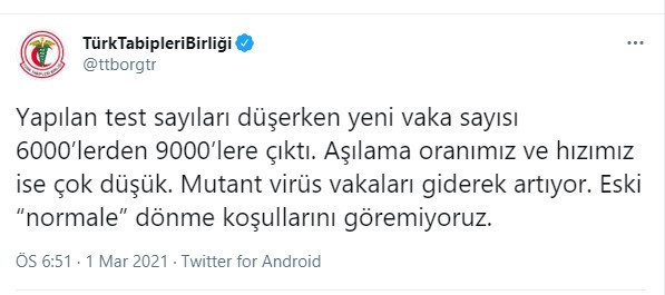 TTB'den 'normalleşme' açıklaması: Eski 'normale dönme' koşullarını göremiyoruz - Resim : 1