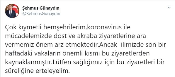 Vali uyardı: Vakalar arttı, ziyaretleri erteleyin - Resim : 1