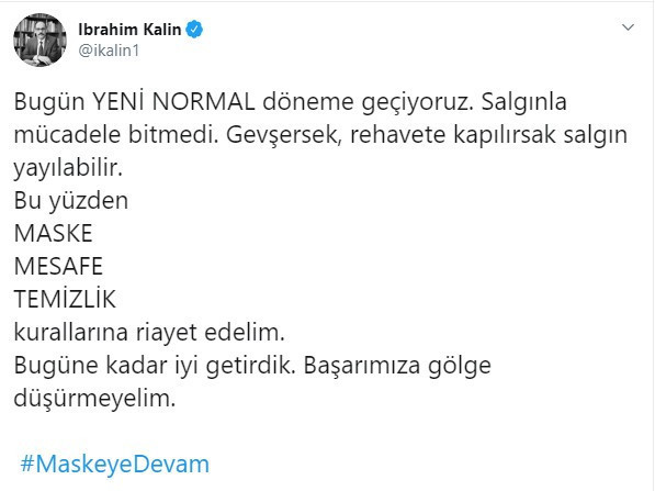 Saray Sözcüsü Kalın: Salgınla mücadele bitmedi - Resim : 1