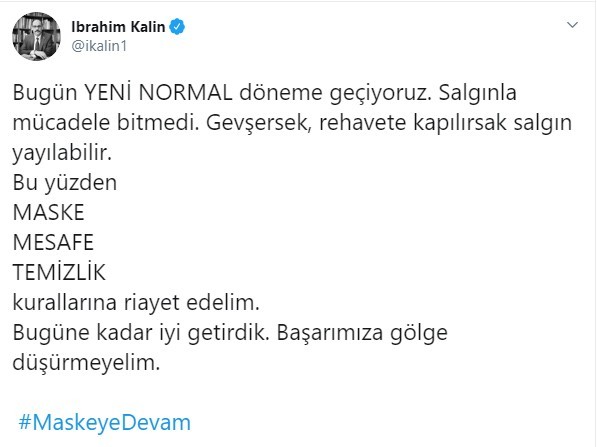 Saray Sözcüsü Kalın: Salgınla mücadele bitmedi - Resim : 1