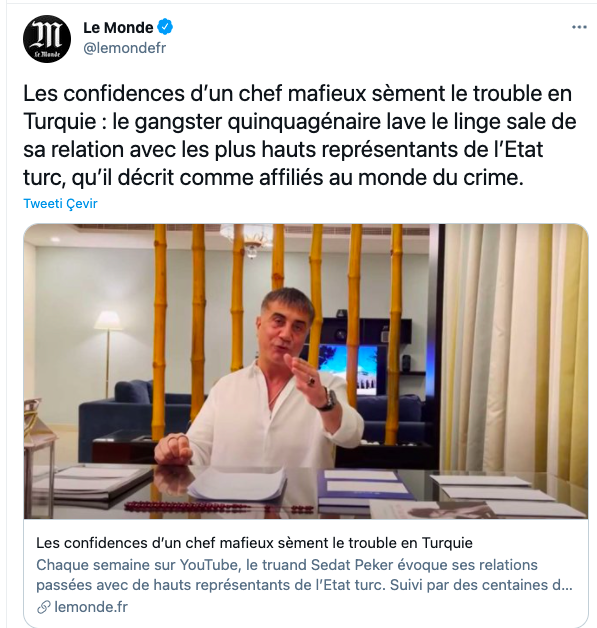 Le Mond Sedat Peker'i haberleştirdi: TV dizisinden daha eğlenceli - Resim : 1