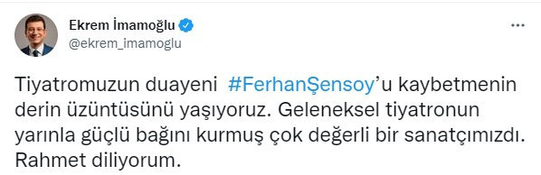 Çok sayıda isimden Ferhan Şensoy mesajı: Dik duruşunla hep ışık oldun - Resim : 8
