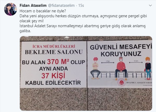 İstanbul Adalet Sarayı'nda cinsiyetçi sosyal mesafe uyarıları - Resim : 5