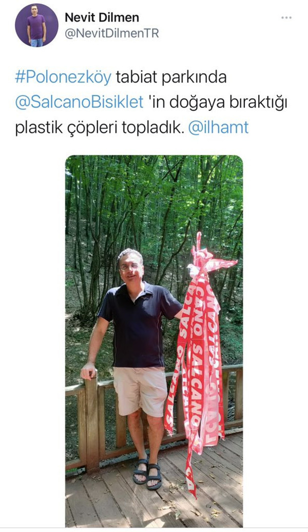 Yürüyüşe çıkan vatandaş, parkur işaretlerini plastik çöp zannederek topladı; bisikletçiler kayboldu - Resim : 1
