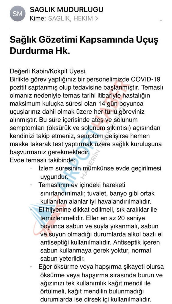 THY pilotuna koronavirüs teşhisi - Resim : 1