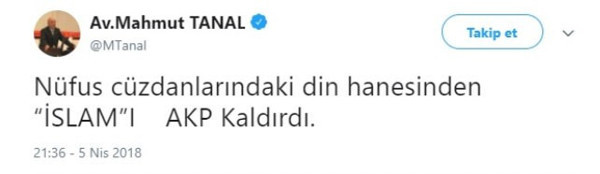 'Nüfus cüzdanlarındaki din hanesinden İslam'ı AKP kaldırdı' - Resim : 1