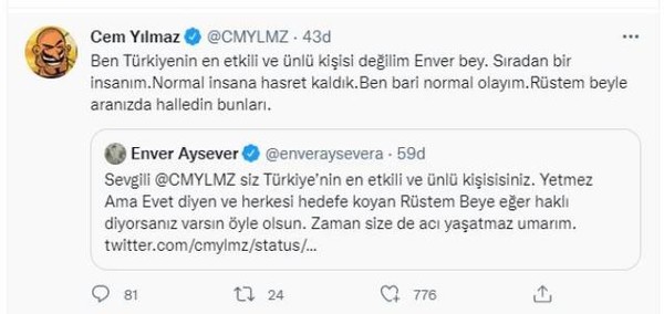 Cem Yılmaz ve Enver Aysever arasında 'Liboş Rüstem abi' polemiği - Resim : 5