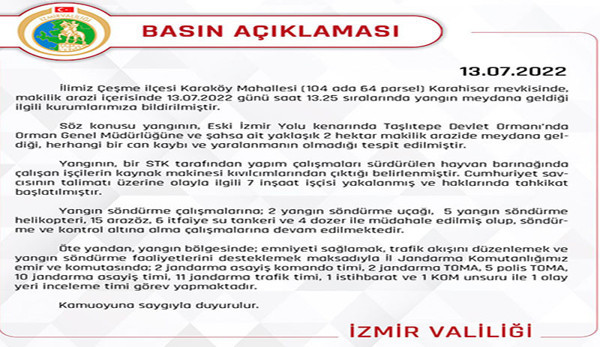 Çeşme yangınının sebebi belli oldu: 7 gözaltı - Resim : 1