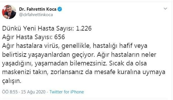 Bakan Koca uyardı: Sıcak da olsa maskenizi takın - Resim : 1