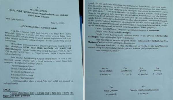 Tekirdağ Cezaevi Yönetimi: 'Yeryüzü aşkınyüzü oluncaya dek' şiiri terör övücü - Resim : 1