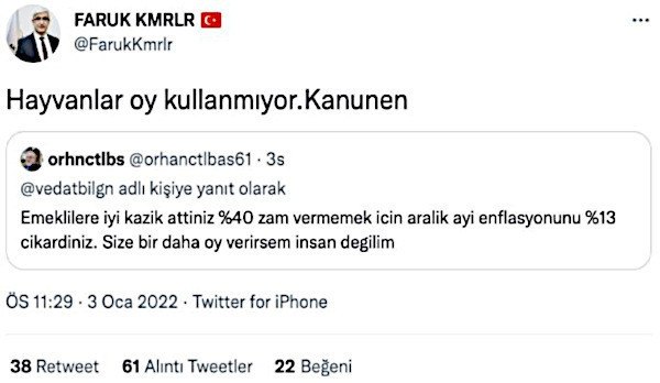 AKP'li yöneticiden AKP'li seçmene hakaret: Hayvanlar oy kullanmıyor - Resim : 1