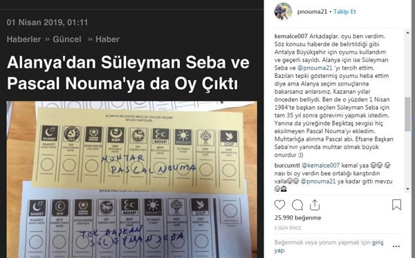 Pascal Nouma: Şu anda muhtar olarak aldığım 1 oyu düşünüyorum - Resim : 1