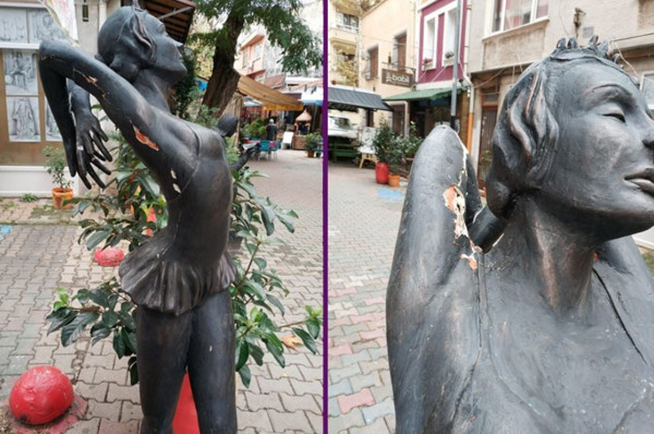 Balerin heykeline erkek saldırısı - Resim : 1