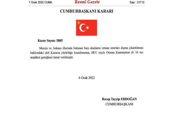 Mersin ve Ankara'da bazı alanlar orman sınırları dışına çıkartıldı - Resim : 1