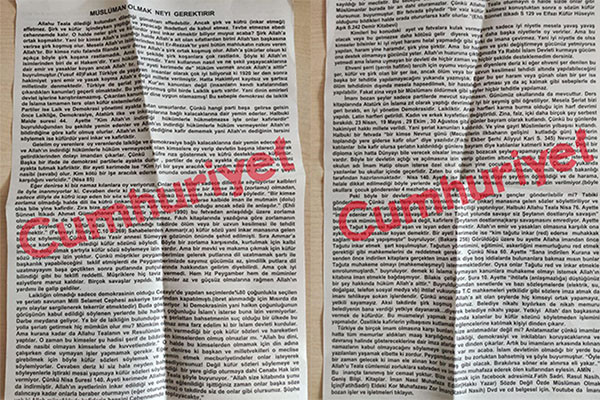 İstanbul'da kapı kapı dolaşıp 'şeriat bildirisi' dağıtıldı - Resim : 1