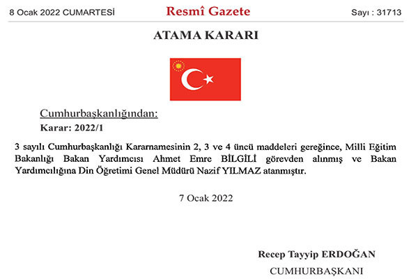 Milli Eğitim Bakan Yardımcısı Bilgili görevden alındı - Resim : 1
