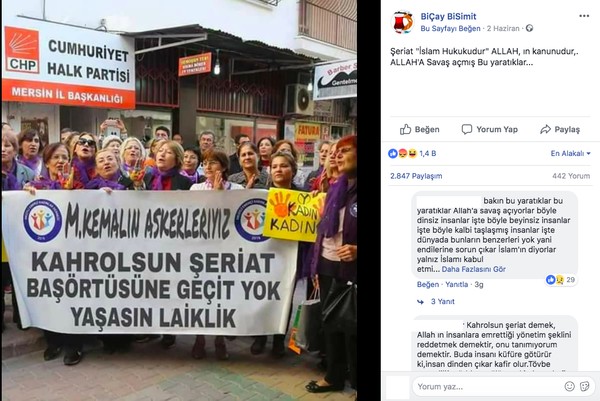 'Kahrolsun şeriat, başörtüsüne geçit yok' pankartı sahte çıktı - Resim : 1