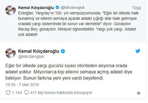 Kılıçdaroğlu'ndan Erdoğan'a 'yargı' tepkisi: Günaydın - Resim : 1