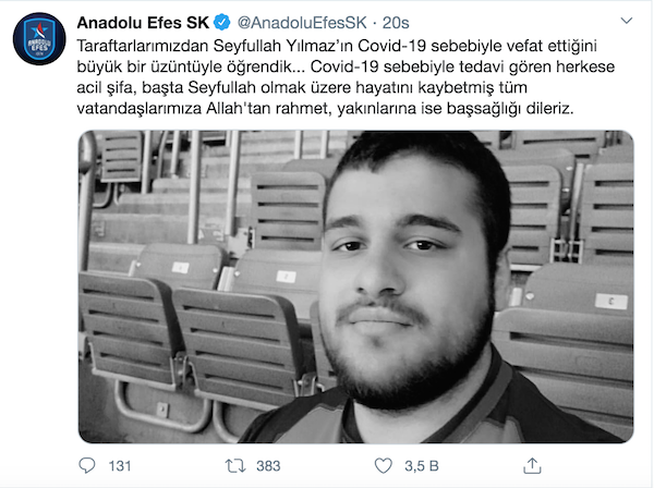 Anadolu Efes'in genç taraftarı koronavirüsten yaşamını yitirdi - Resim : 1