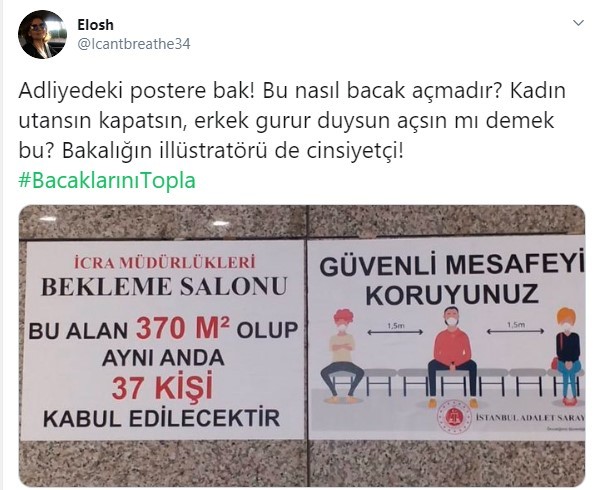 İstanbul Adalet Sarayı'nda cinsiyetçi sosyal mesafe uyarıları - Resim : 1