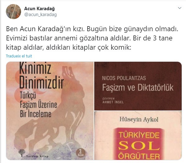 Acun Karadağ evi basılarak 3 kitapla birlikte gözaltına alındı - Resim : 1