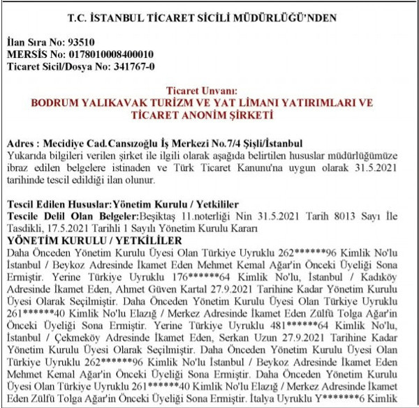 Ağar ailesi Bodrum Yalıkavak Marina yönetiminden çekildi - Resim : 1