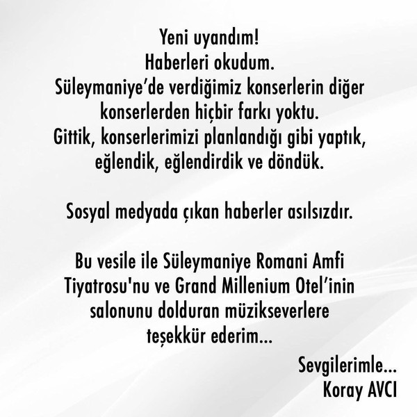 Koray Avcı, ‘Kürdistan bayrağını indirmezseniz şarkı söylemem’ iddiasını yalanladı - Resim : 1