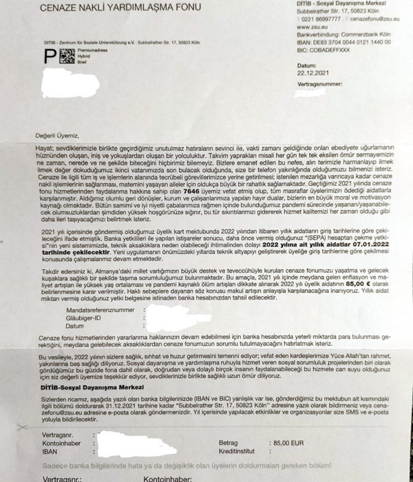 'Pandemide ölümler arttı' diyen Diyanet Almanya’da cenaze nakline zam yaptı - Resim : 1