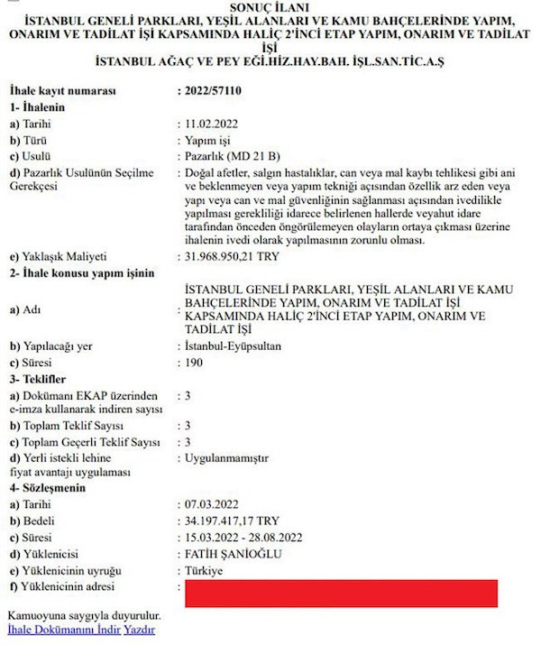 İBB’nin 21B ile açtığı park ve bahçe ihalesini AKP'li isim aldı - Resim : 1