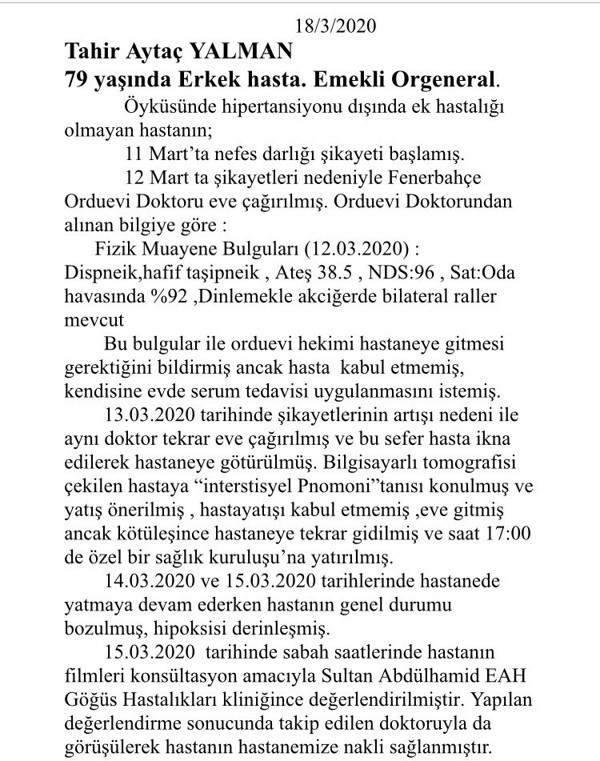 Hastaneden açıklama: Aytaç Yalman koronavirüsten öldü - Resim : 1