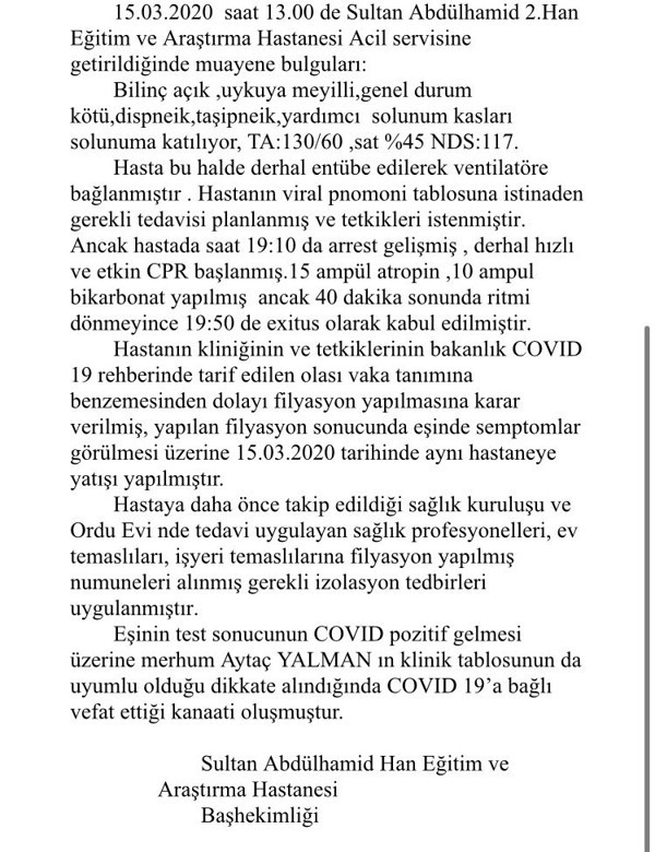 Hastaneden açıklama: Aytaç Yalman koronavirüsten öldü - Resim : 2