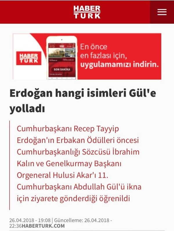 Erdoğan, Akar ve Kalın'ı Gül'ü iknaya yolladı iddiası - Resim : 1