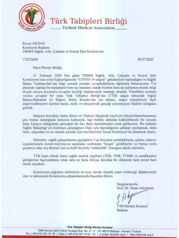 TTB, Meclis Sağlık Komisyonu toplantılarına katılmayı talep etti - Resim : 1