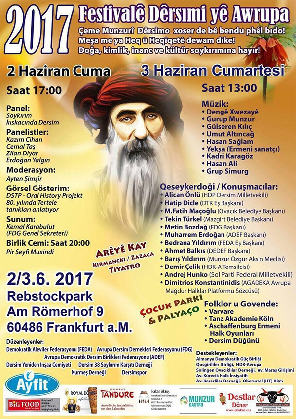 Dersim Festivali 2-3 Haziran tarihlerinde Frankfurt’ta - Resim : 1