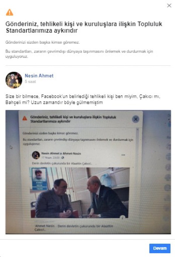 Facebook, Alaattin Çakıcı'yla Devlet Bahçeli'yi tehlikeli buldu - Resim : 2