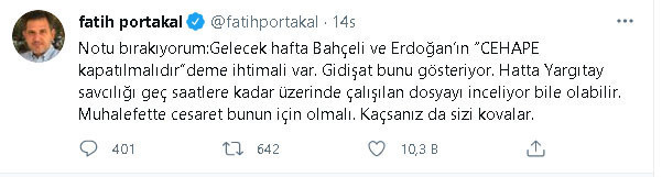 Fatih Portakal: Gelecek hafta Bahçeli ve Erdoğan’ın 'CEHAPE kapatılmalıdır' deme ihtimali var - Resim : 1