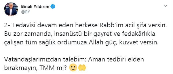 Binali Yıldırım'ın Coronavirus testi negatif çıktı - Resim : 2