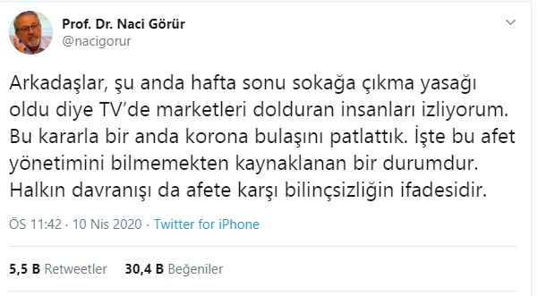 Prof. Dr. Naci Görür: Bir anda korona bulaşını patlattık - Resim : 1