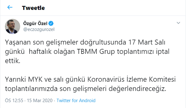 Koronavirüs: CHP grup toplantısını iptal etti - Resim : 1