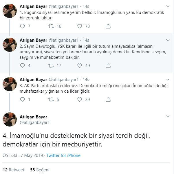 Davutoğlu'nun eski danışmanı: İmamoğlu'nu desteklemek demokratlar için mecburiyettir - Resim : 1